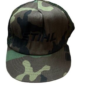 STIHL Camouflage Men's Hat SnapBack Trucker Vintage Green